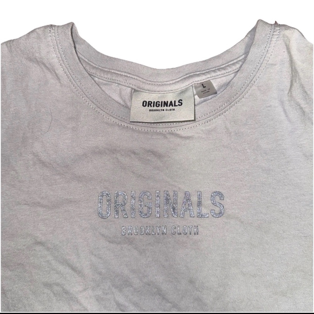 Originals Brooklyn Cloth Ribbed Stretch Top Short Sleeve Gray Large Woman’s EUC